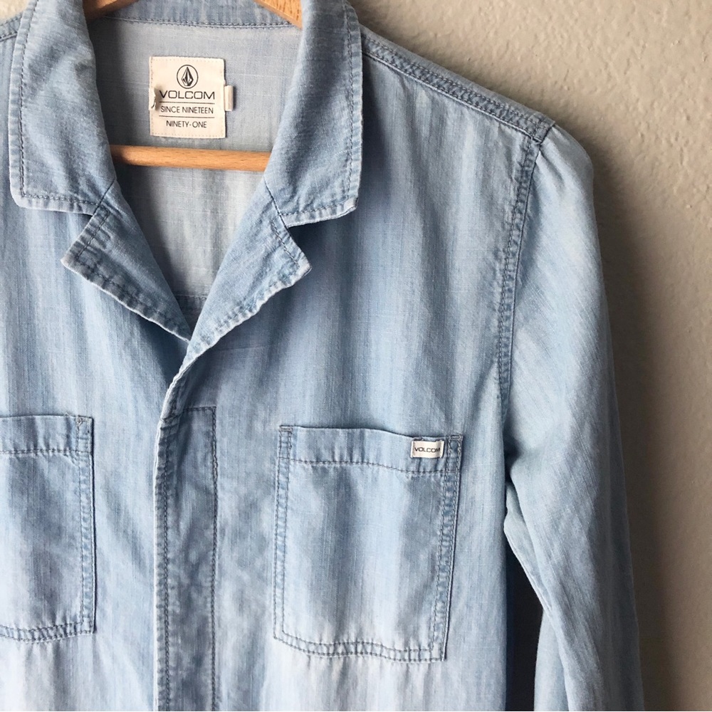 Volcom Lightweight Stonewashed Denim Jumpsuit - image 3